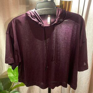 ATHLETA Plum purple sheer short sleeve hoodie